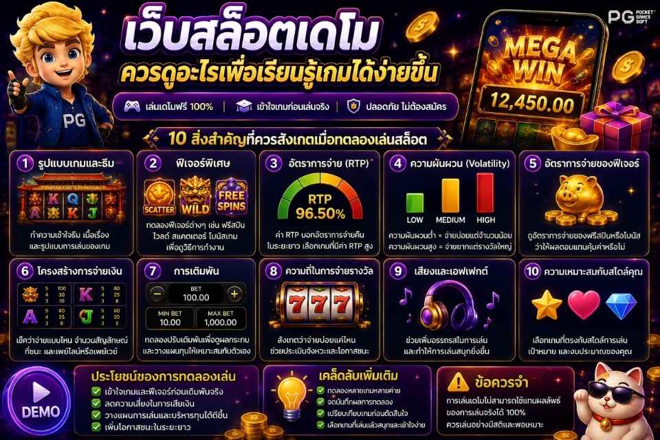 เว็บสล็อตเดโม ควรดูอะไรเพื่อเรียนรู้เกมได้ง่ายขึ้น